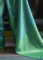 Turquoise and Green Kanjivaram Saree