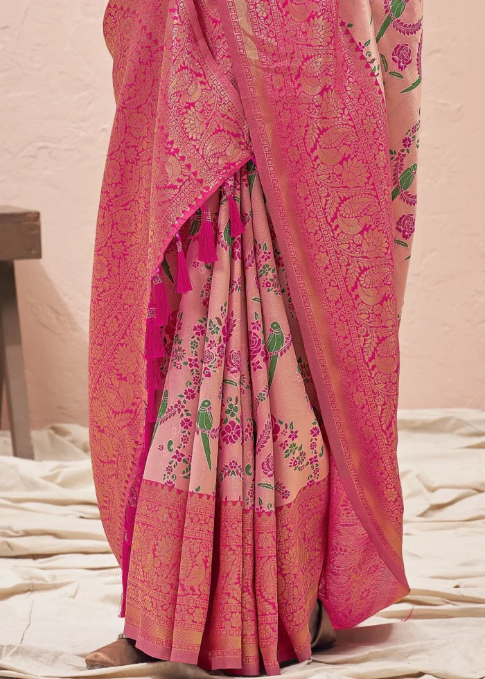 Watermelon Pink Kanjivaram Saree