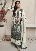 White Embroidered Palazzo Suit