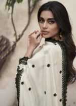 White Embroidered Palazzo Suit