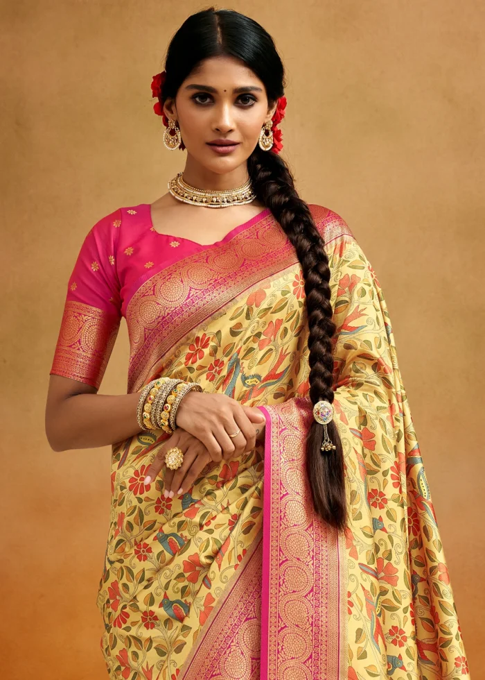 Yellow Banarasi Saree