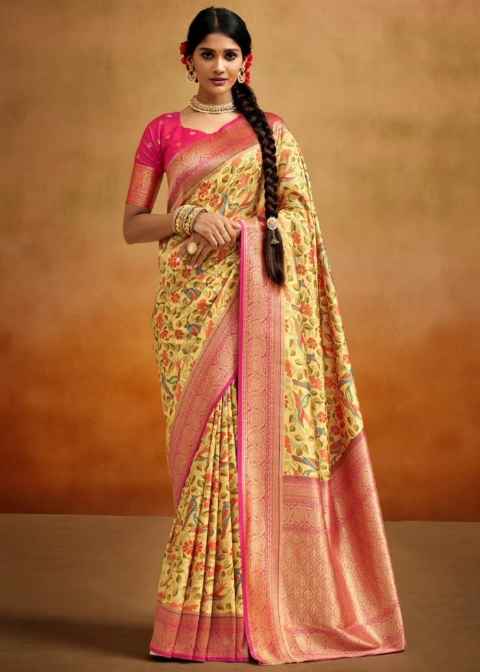 Yellow Banarasi Saree