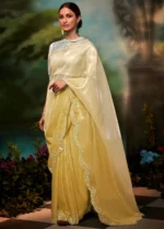 Yellow Organza Silk Saree