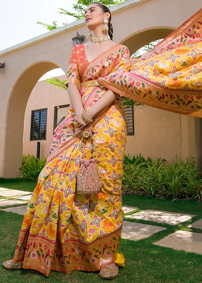 Yellow Paithani Silk Saree