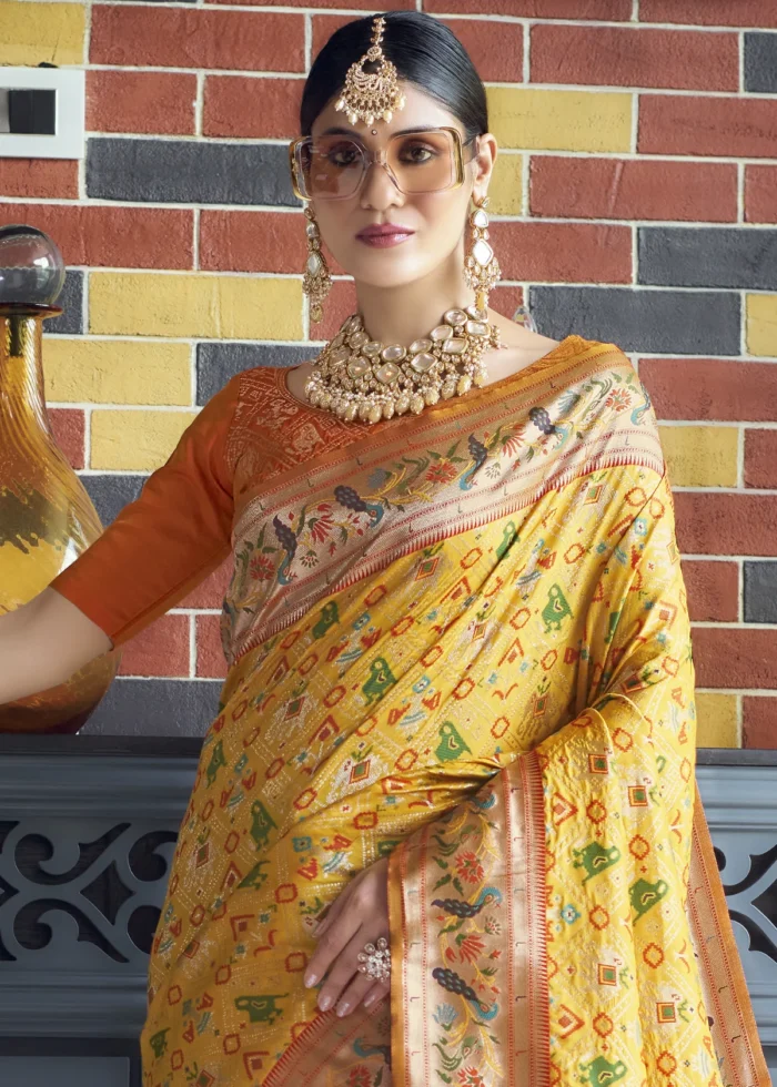 Yellow Paithani Silk Saree