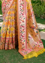 Yellow Paithani Silk Saree