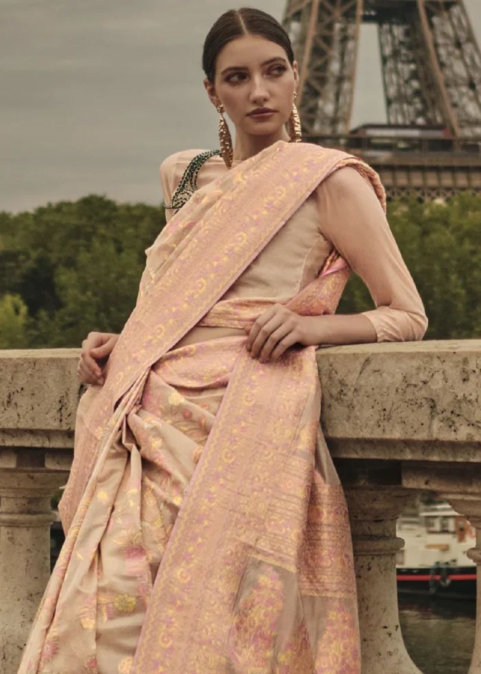 Beige Kashmiri Jamawar Saree