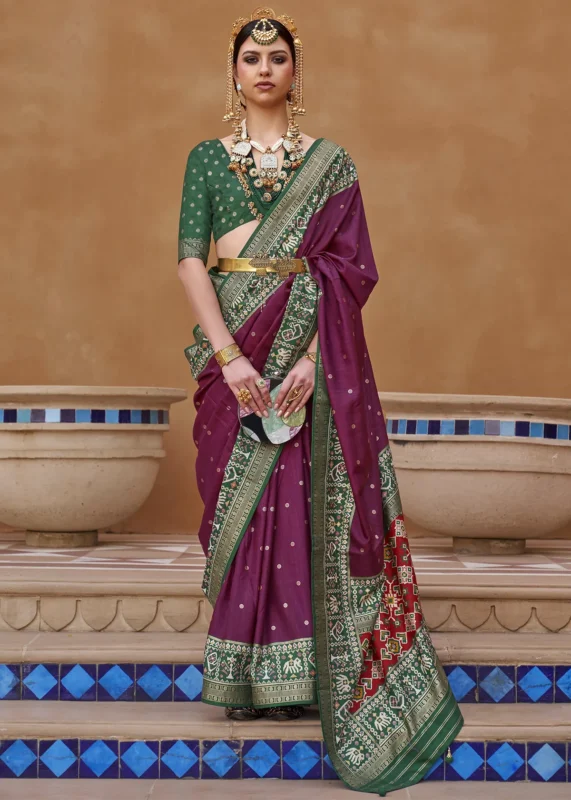 Berry Violet Patola Saree