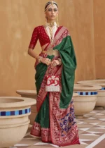 Bottle Green Patola Saree