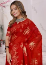 Bridal Red Embroidered Saree