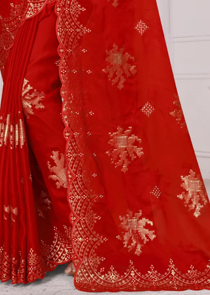 Bridal Red Embroidered Saree