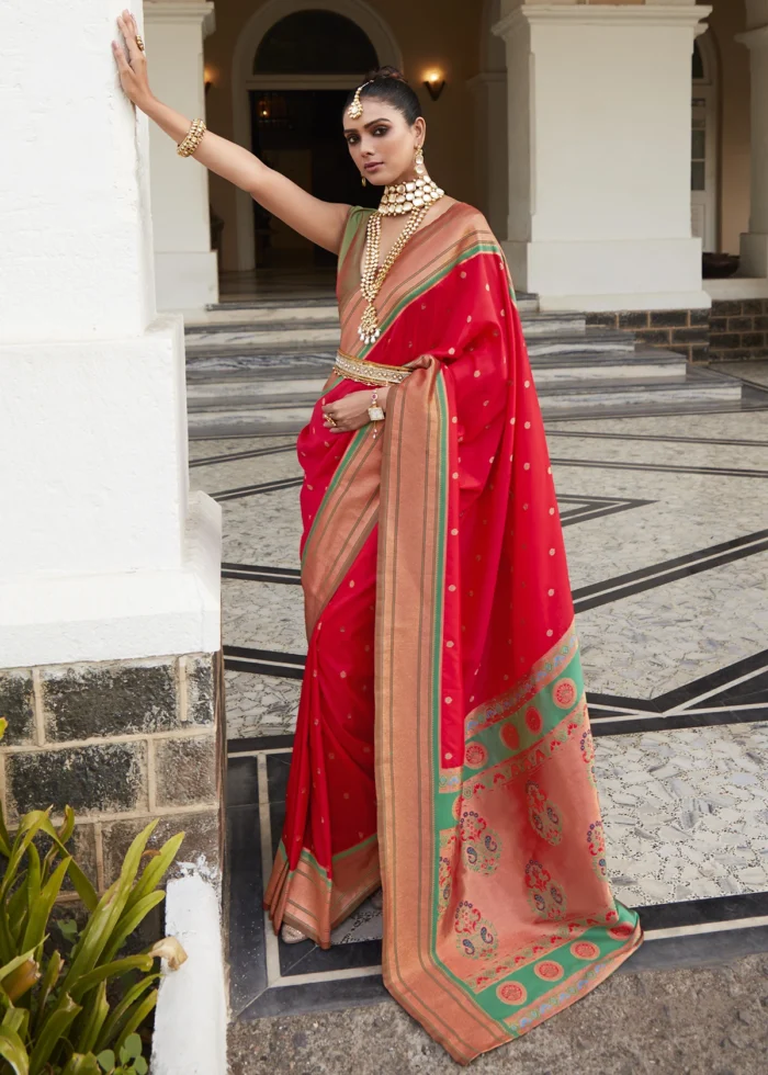 Bridal Red Paithani Silk Saree