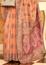 Cantaloupe Orange Kashmiri Jamawar Saree