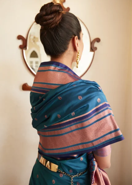 Cerulean Blue Paithani Silk Saree