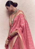 Coral Peach Banarasi Saree