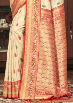 Cream Banarasi Saree