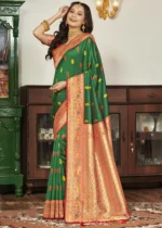 Dark Green Banarasi Saree