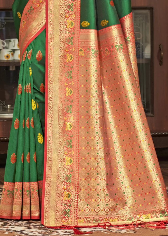 Dark Green Banarasi Saree