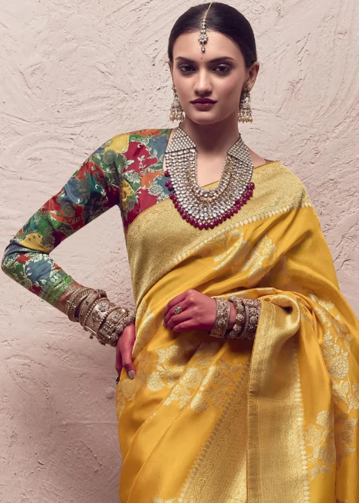 Golden Yellow Banarasi Saree