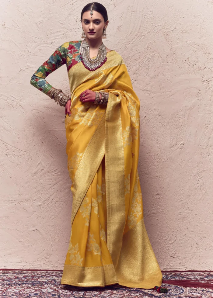 Golden Yellow Banarasi Saree