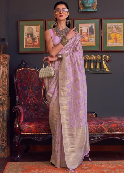 Lavender Banarasi Saree