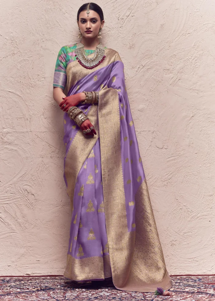 Lavender Purple Banarasi Saree