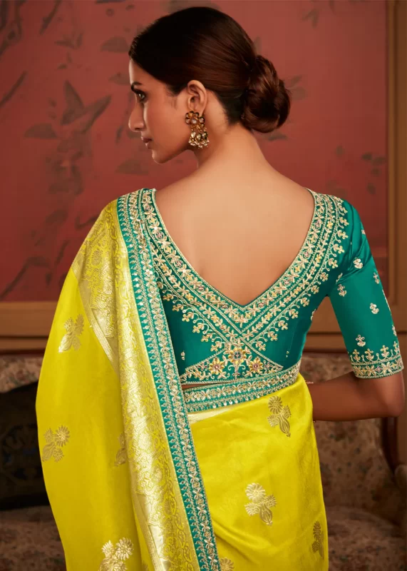 Lemon Yellow Banarasi Saree