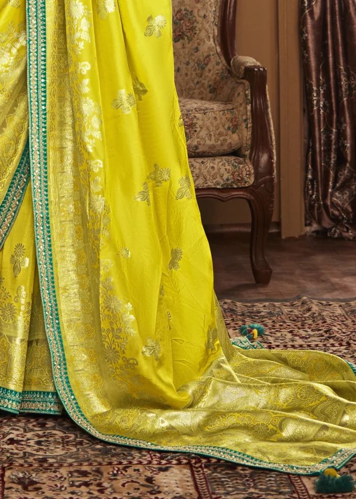 Lemon Yellow Banarasi Saree