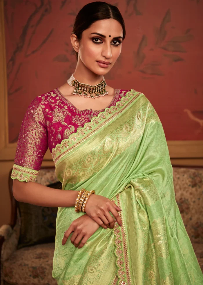 Light Green Banarasi Saree