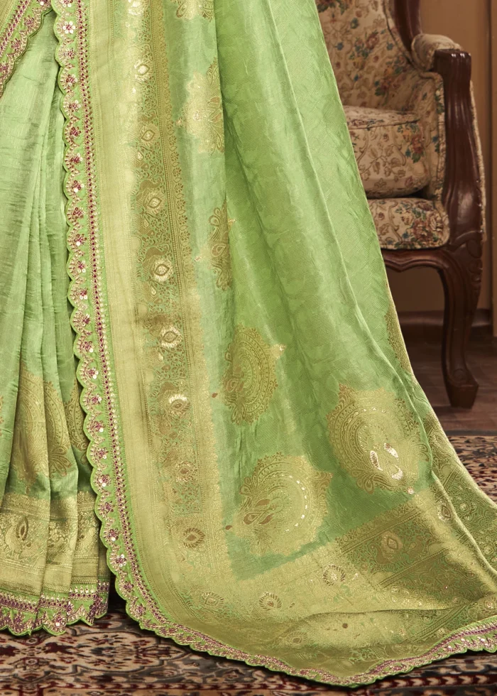 Light Green Banarasi Saree