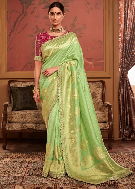 Light Green Banarasi Saree