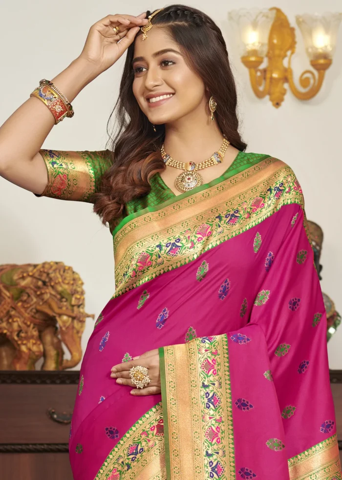 Magenta Banarasi Saree