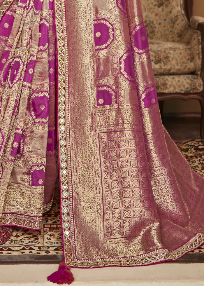 Magenta Pink Banarasi Saree