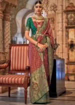 Maroon Banarasi Saree with Stone Work