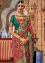 Maroon Banarasi Saree with Stone Work