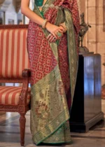 Maroon Banarasi Saree with Stone Work