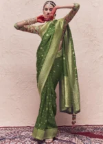 Mehndi Green Banarasi Saree