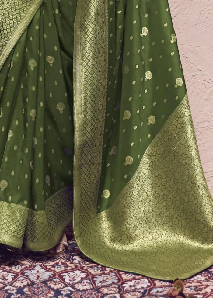 Mehndi Green Banarasi Saree