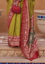 Mehndi Green Patola Saree