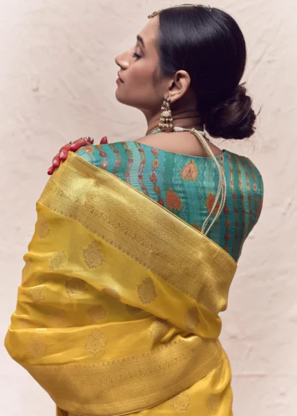 Mustard Yellow Banarasi Saree