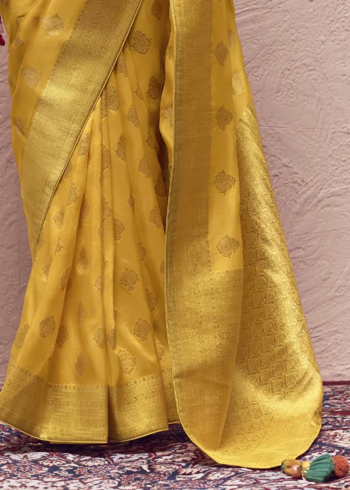 Mustard Yellow Banarasi Saree