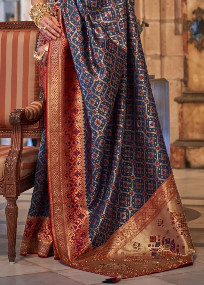 Navy Blue Banarasi Saree