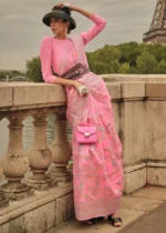 Orchid Pink Kashmiri Jamawar Saree