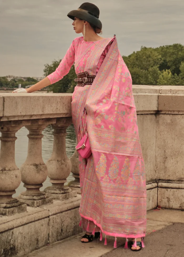 Orchid Pink Kashmiri Jamawar Saree