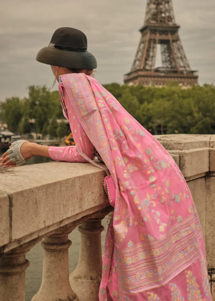 Orchid Pink Kashmiri Jamawar Saree