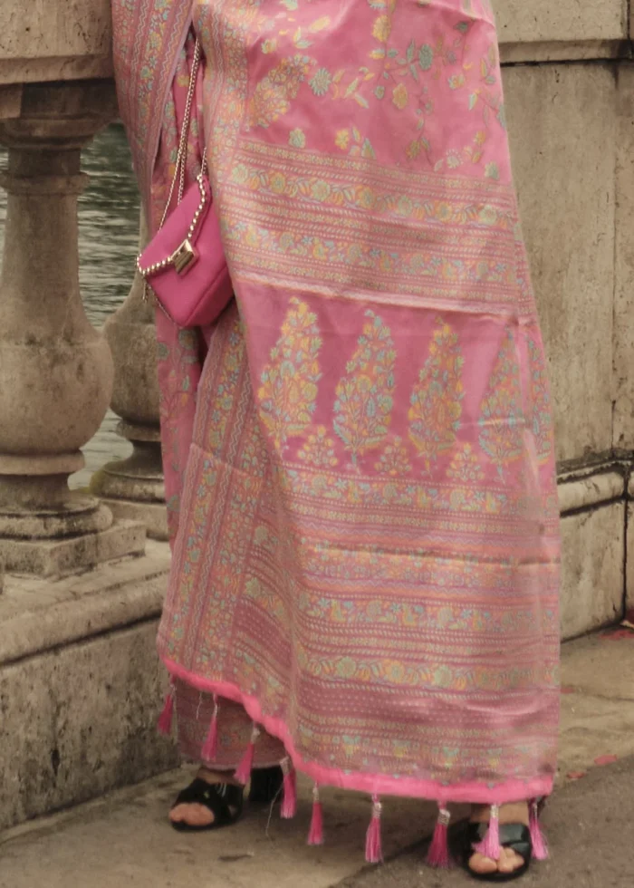 Orchid Pink Kashmiri Jamawar Saree