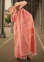 Peach Kashmiri Jamawar Saree