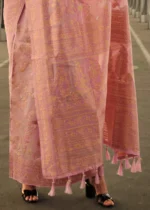 Peach Kashmiri Jamawar Saree