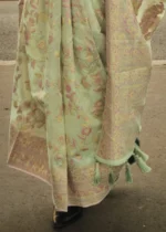 Pista Green Kashmiri Jamawar Saree