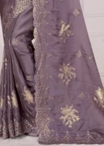 Purple Embroidered Saree